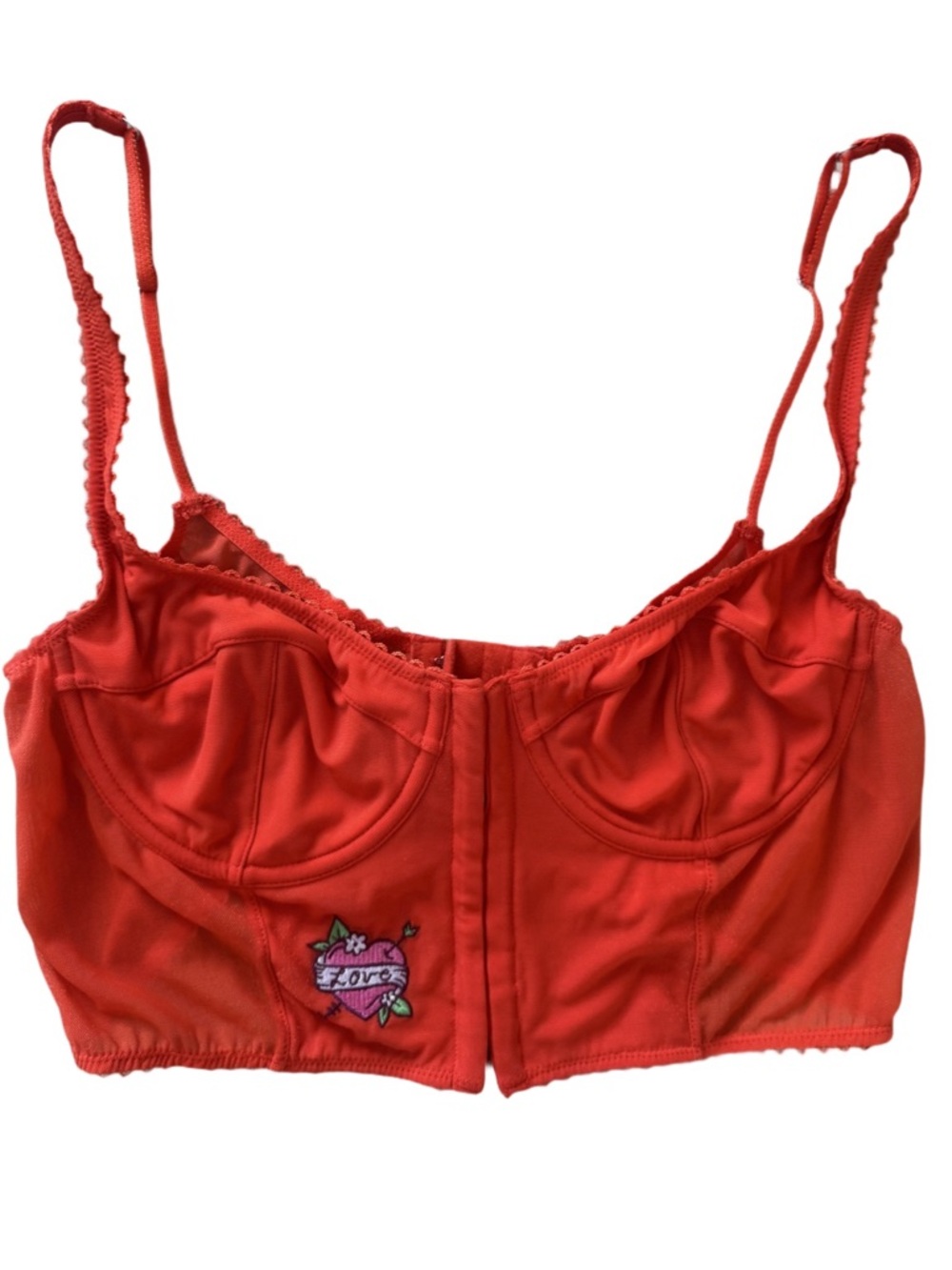 Urban Outfitters Orange Bustier Crop Top with Heart Patch